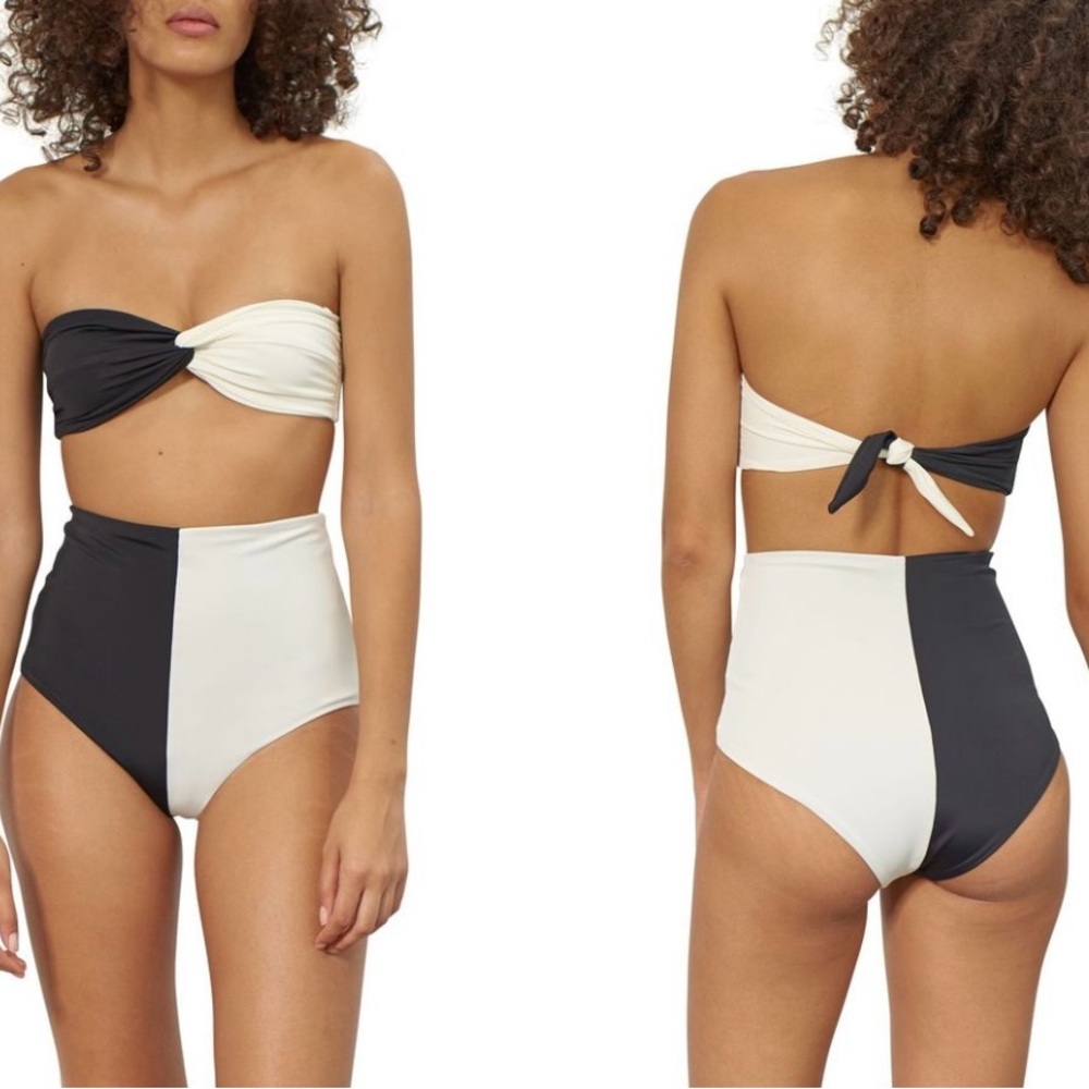 Mara Hoffman Chey Bikini Top - Size: M - Black and White